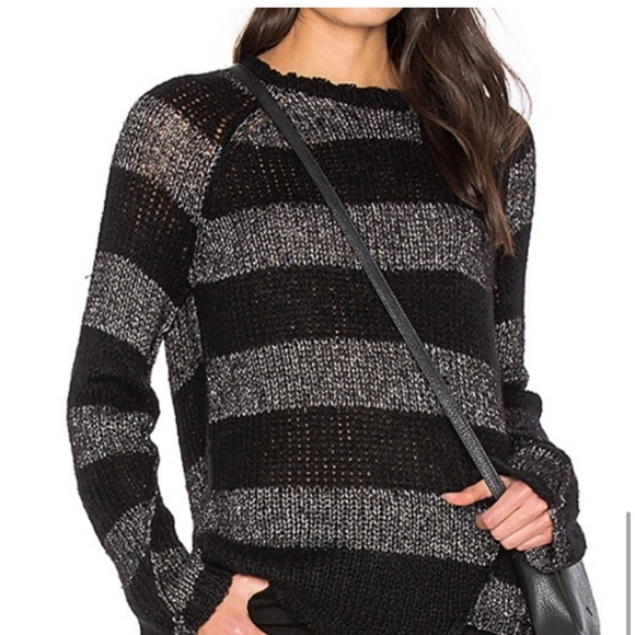 Pam And Gela Stripe Knit Metallic Wool Sweater - Picture 1 of 8